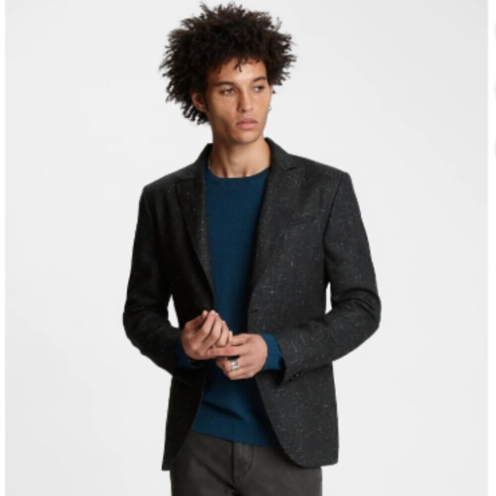 NWT John Varvatos Slim-Fit Peak Lapel Two-Button Blazer Linen Silk 48